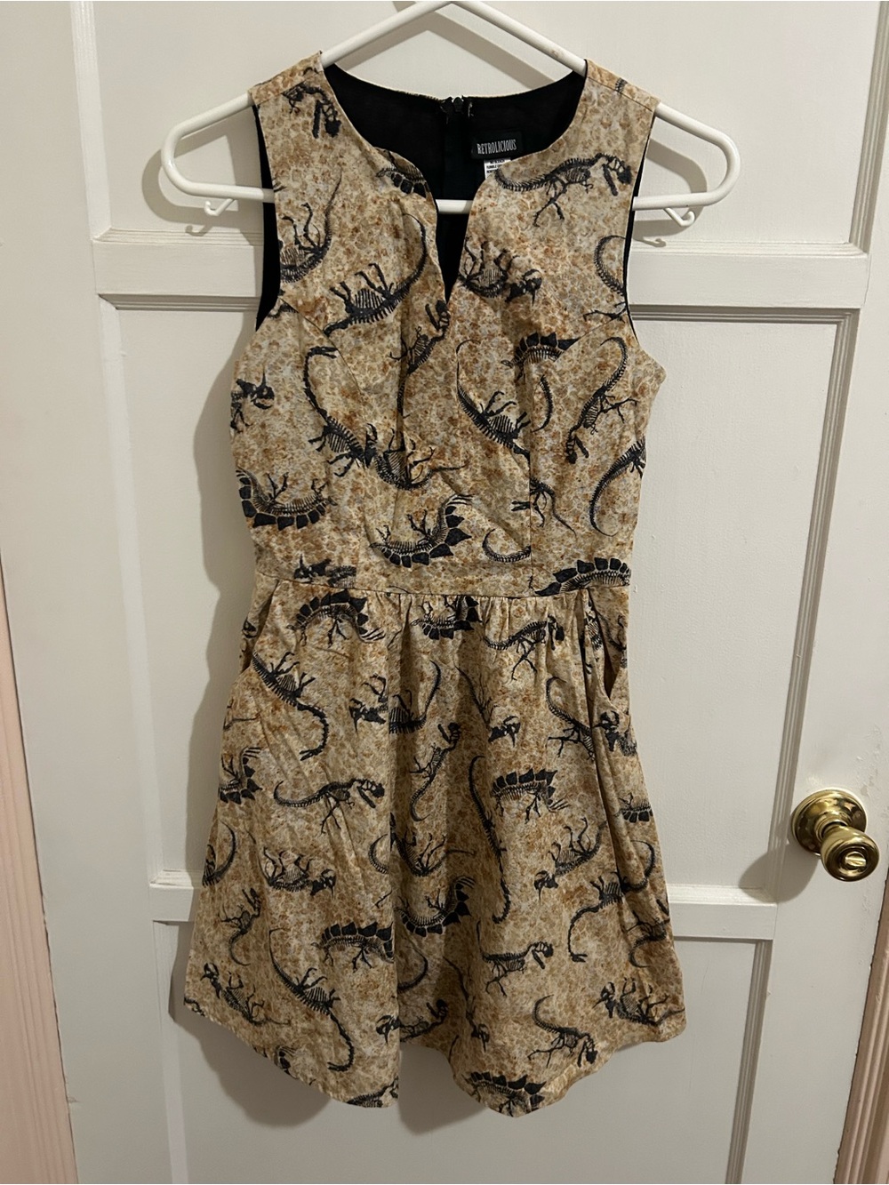 Retrolicious Dinosaur Fossil Print Dress S